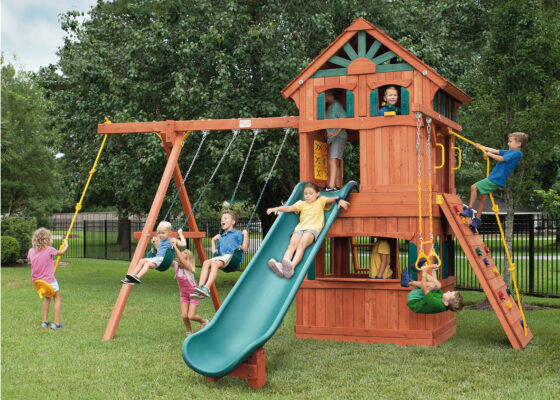 Parrot Island Fort XL w/ Wood Roof, Treehouse Panels & Playhouse Panels