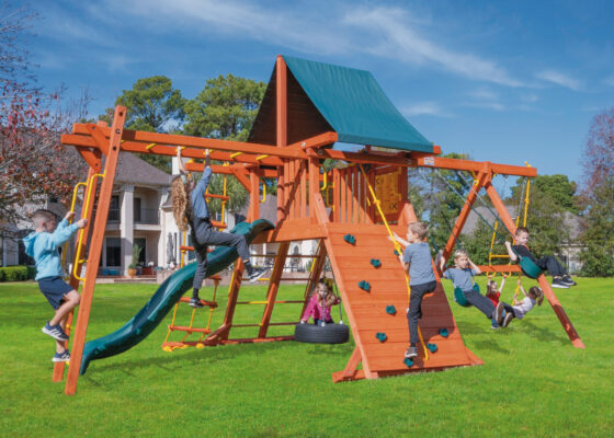 Parrot Island Playcenter w/ Tarp, 4x4 Monkey Bars and Wave Slide