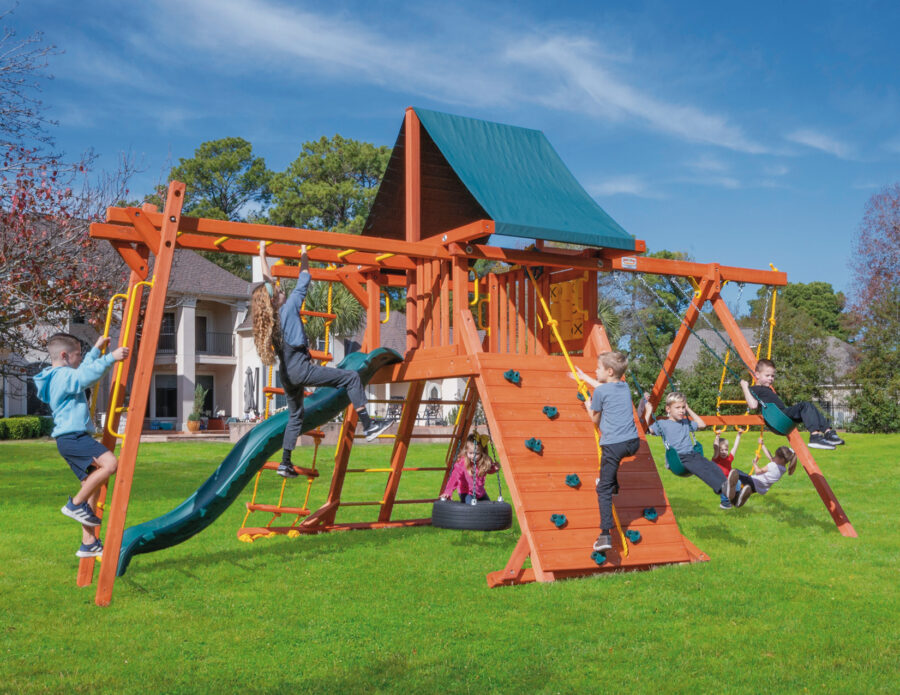Parrot Island Playcenter w/ Tarp, 4x4 Monkey Bars and Wave Slide