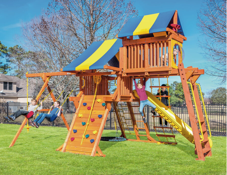 5.8 Jaguar Playcenter w/ BYB Tarp, 4x6 Monkey Bars, Loft and Yellow DoubleWall Scoop